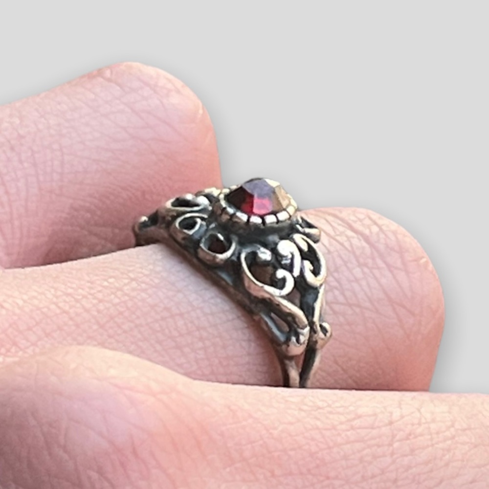 Silver and Garnet Victorian Ring